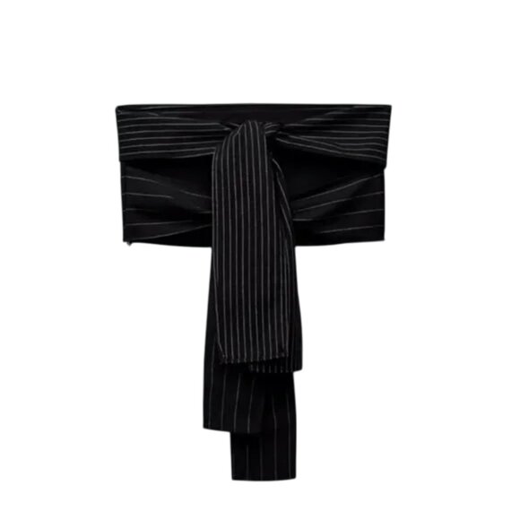 Zara black pinstripe strapless multi-position bandeau crop top size XS - Picture 5 of 9